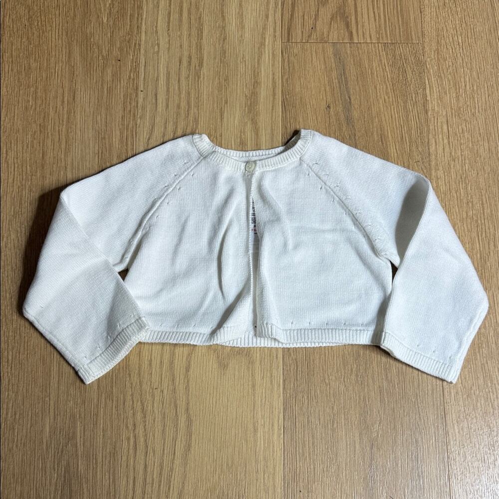 NWT Jacadi White Cropped Knit Cardigan Size 18 Months